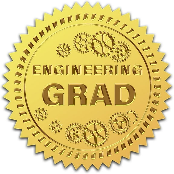 100Pcs Gold Foil Embossed Stickers 2 inch Engineering Grad Self Adhesive Certificate Seals Medal Decoration Sticker for Graduation Corporate Notary Seals Envelopes Diplomas Awards DIY