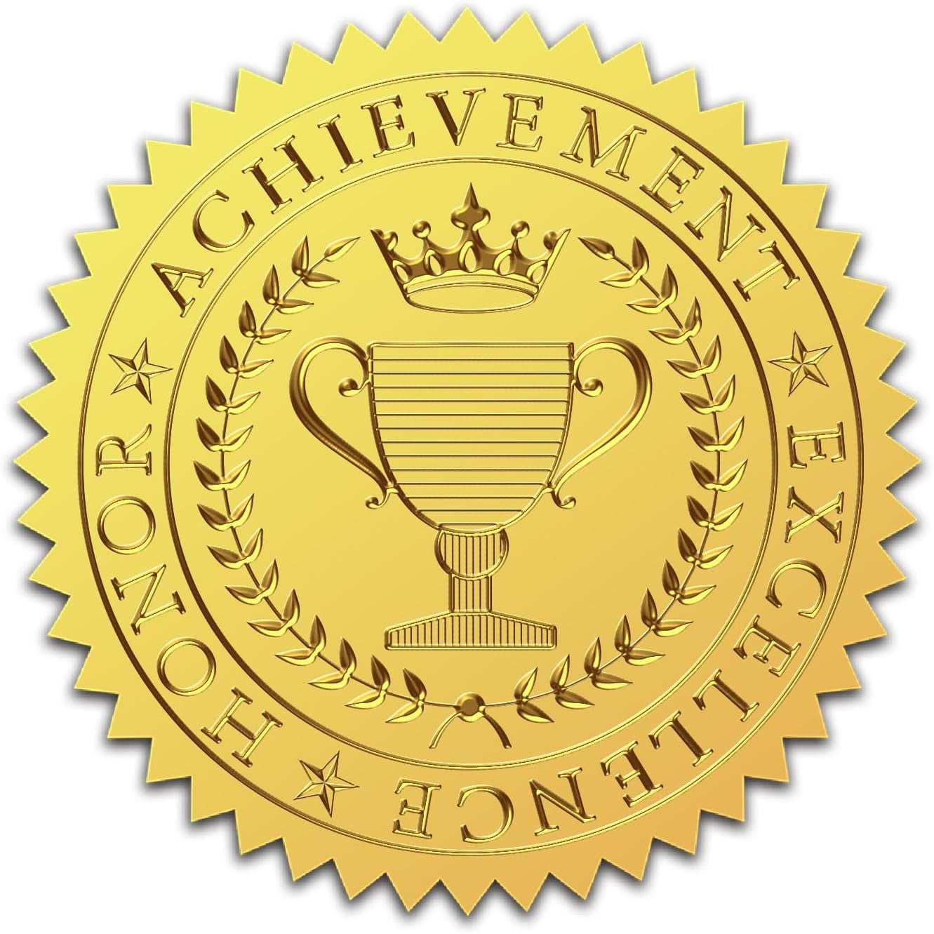 100Pcs Gold Foil Embossed Stickers Crown 2 inch Trophy Crown Self ...