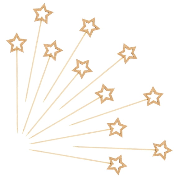 100Pcs Gold Star Cocktail Picks Decorative Fancy Toothpicks