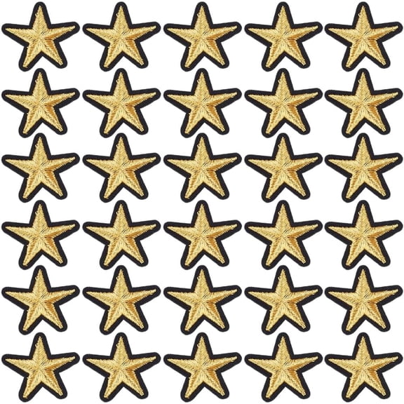 100Pcs Gold Star Embroidered Patches Black Stars Iron on Patch Mini Starfish Embroidery Sew on Repair Badge Appliques Bulk for Sewing Making Clothes Dresses Jeans Shirts Bags Home Decor DIY