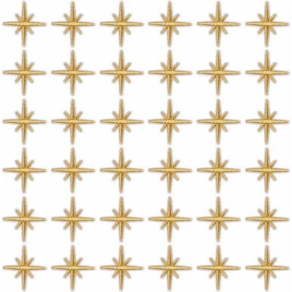 100Pcs Gold Star Embroidered Patches Eight Pointed Star Celestial Iron on Patch Solid Sew on Repair Badge Ornamental Cloth Patches