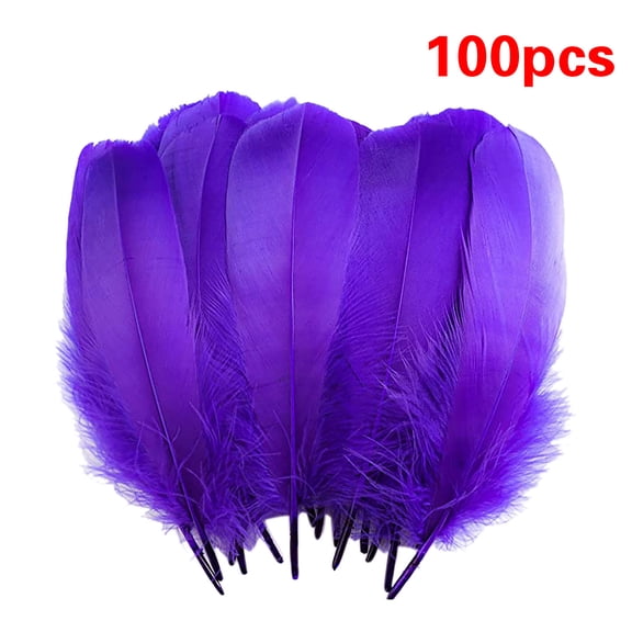100Pcs Goose Feathers Natural Bulk, 5-7 Inch DIY Craft Feathers for DIY Hand Crafts Cosplay Wedding Family Party Halloween Decorations, Natural Dyed Plume Plumage for Hair Clothing(Purple,7x6")