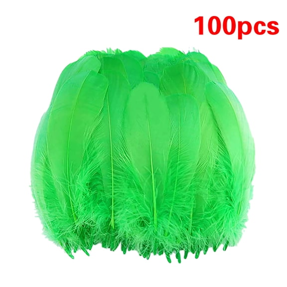 100Pcs Goose Feathers Natural Bulk, 5-7 Inch DIY Craft Feathers for DIY Hand Crafts Cosplay Wedding Family Party Halloween Decorations, Natural Dyed Plume Plumage for Hair Clothing(Green,7x6")