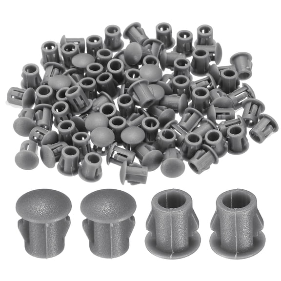 100Pcs Gray Hole Plugs, 5mm / 0.2" Plastic Snap in Locking Screw Hole Cover Flush Mount Panel Plugs for Chair / Table / Furniture Cabinet