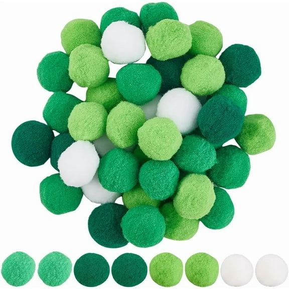 100Pcs Green Pompoms Craft Pom Pom Balls Bulk 25mm Polyester Multicolor Soft Fluffy Fuzzy Decors Round Mini Pompom Ball