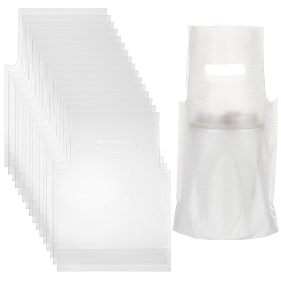 100Pcs HDPE Drink Carrier Packaging Bags for Delivery 1-Cup Plastic Handle Bags Take-Out Cup Holder for Drink Packaging Rectangle Clear 25x18x0.02cm