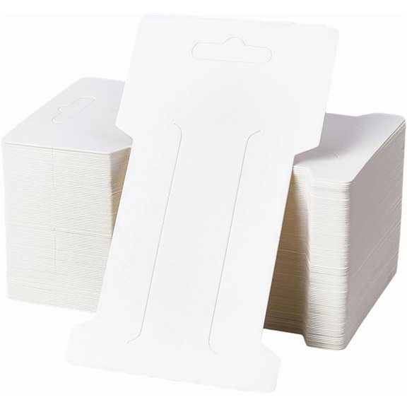 100Pcs Hair Clip Card Holder Hair Barrette Display Rectangle 4.53 x 2.64 Inch White Blank Paper Holder Cardboard Stand Accessories