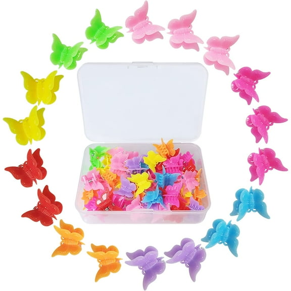 100Pcs Hair Clips, Butterfly Pastel Assorted Color Mini Hair Jaw Clips, No-Slip Grip Design, Random 8 Different Color, Accessories for Kids Baby, Women and Girls, Multi-Color