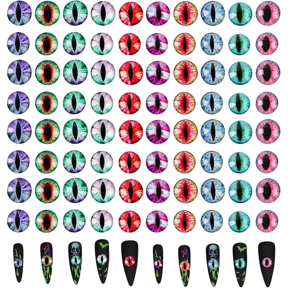 100Pcs Halloween Eyeball Nail Decorations, Evil Halloween Nail Art Charms Supplies, Eyeball Charms Supplies for Women Right Size Fine Workmanship Available for DIY
