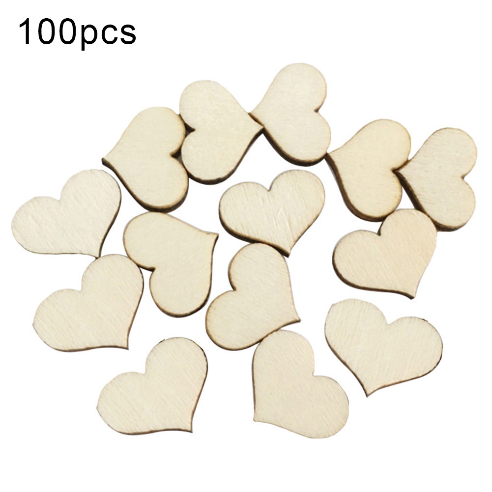 100Pcs Heart Shape Wooden Buttons Rustic Sewing Wedding Table Scatter