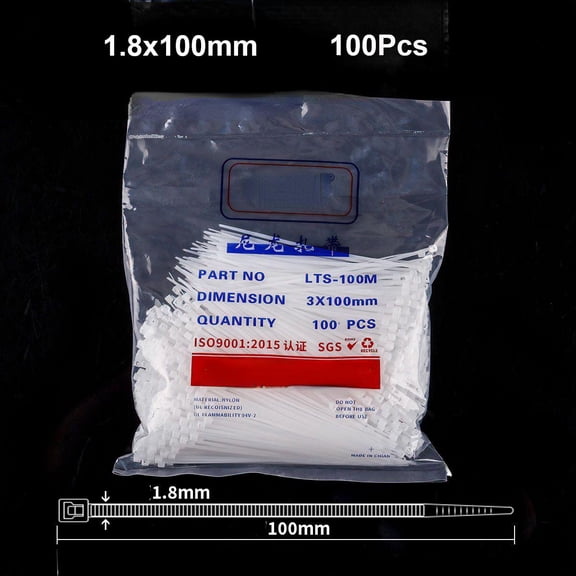 100Pcs Heavy Duty Self-locking Plastic Nylon Tie Wrap, Strong and Reliable Cable Ties