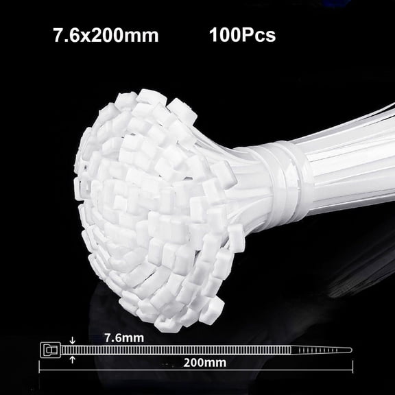 100Pcs Heavy Duty Self-locking Plastic Nylon Tie Wrap, Strong and Reliable Cable Ties