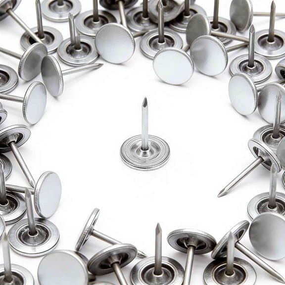 100Pcs Heavy Duty Thumb Tacks, 0.6" Flat Head Carpet Tacks, Decorative Extra Long Push Pins for Wall Decorative Upholstery Nails DIY Project Home Decor(Silver)