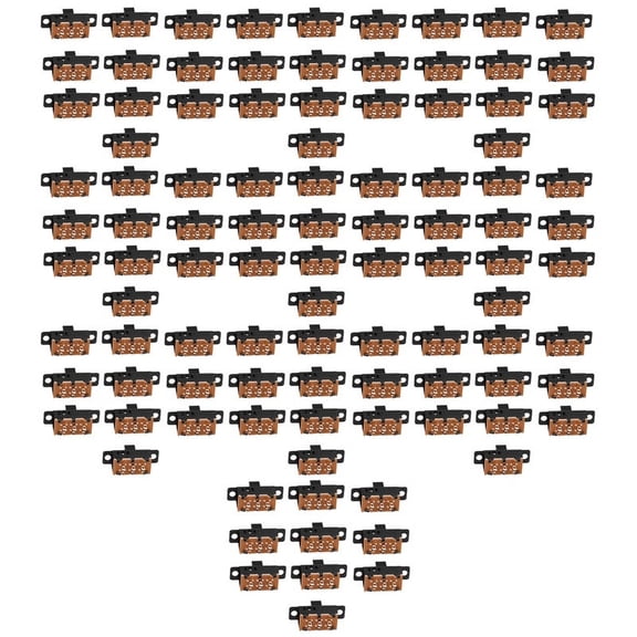 100Pcs High Knob 6 Pin 3 Position DPDT Panel Slide Switch 0.5A 50V DC,100 x Slide Switch,Black