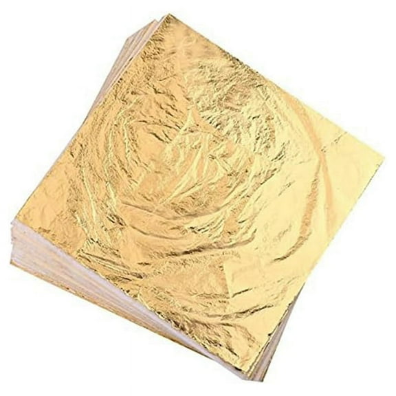 100Pcs Imitation Gold Foil Sheets for Art, Gilding Crafting, Painting, Decoration (5.5 Inch X 5.5 Inch Gold)