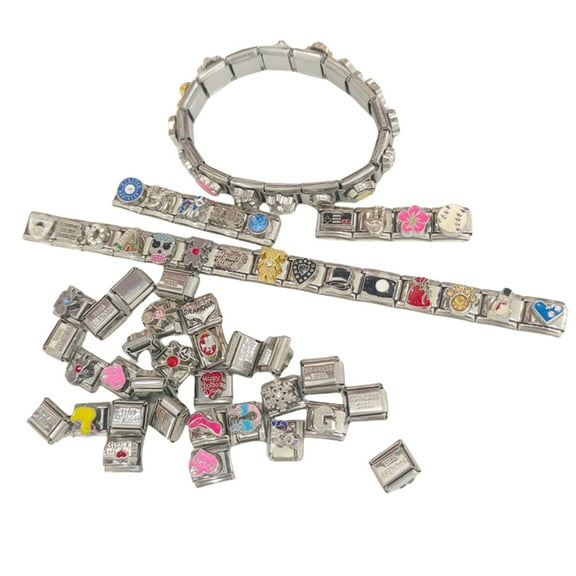 100Pcs Interchangeable Italian Charm Bracelet Link Stainless Steel Handchain Module Jewelry Making Kits