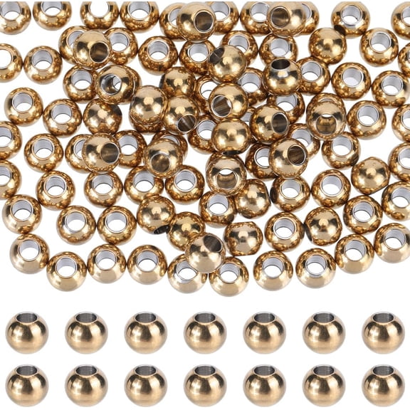 100Pcs Ion Plating(IP) 202 Stainless Steel Rondelle Spacer Beads Golden 5x4mm Hole: 2mm DIY