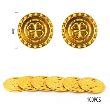 100Pcs Irish Plastic Gold Coins St Patricks Day Decorations Party Decorations St Patricks Day Accessories 100Pcs Irish Plastic Gold Coins Spring Decor TKing Fashion
