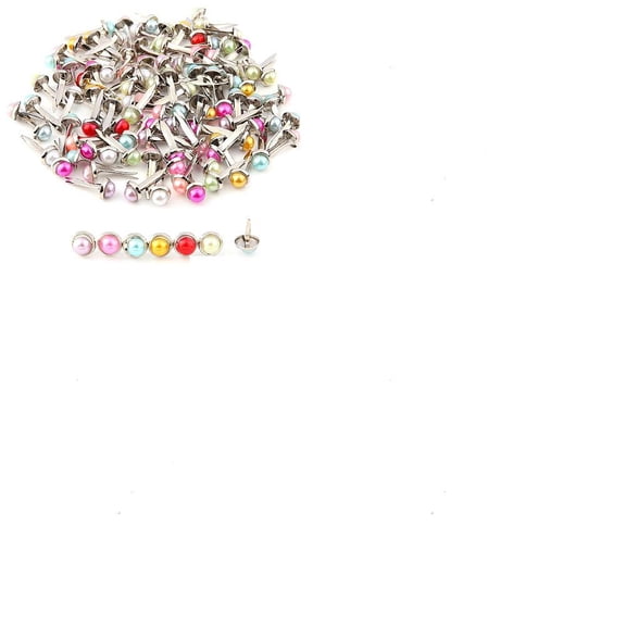 100Pcs Iron Fasteners Brads Picture Hanging Hardware with Plastic Imitation Pearl