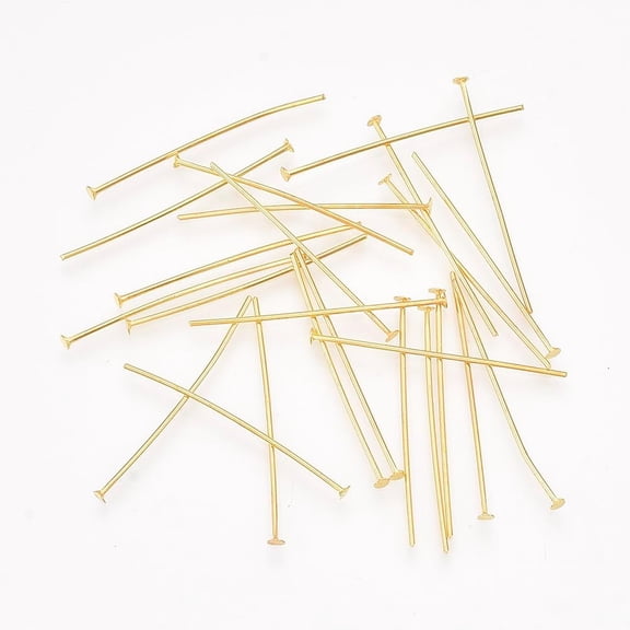 100Pcs Iron Flat Head Pins Golden 50x0.8mm Head 1.8mm