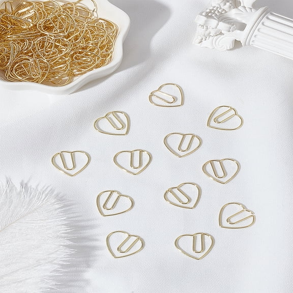 100Pcs Iron Heart Shape Paper Clips Cute Paperclips Funny Bookmark Marking Clips Planner Paperclips Bookmark Marking Clamp