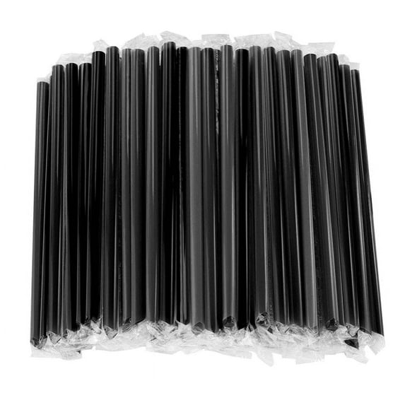 100Pcs Jumbo Smoothie Straws by Topboutique, Black Colors Straws, Wide Straws and Individually Wrapped Straws for Drinking, Milk(0.43inch, 9.45inch)
