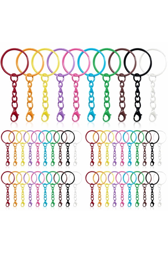 100Pcs Key Rings with Chain,25mm Key Rings for Crafting,Key Ring Crafting,DIY Key Rings for Jewelry Making,Key Crafts DIY