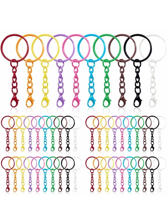 100Pcs Key Rings with Chain,25mm Key Rings for Crafting,Key Ring Crafting,DIY Key Rings for Jewelry Making,Key Crafts DIY