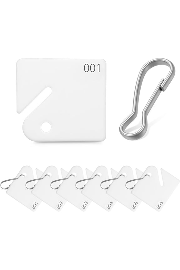 100Pcs Key Tags, Plastic Slotted Key Tags with Buckle, 1.57 Inches White Square Key Tag with Number(1-100), Sturdy Plastic Key Tag for Keys Cabinets,Boxes, Lockers, Home, Office and Garage