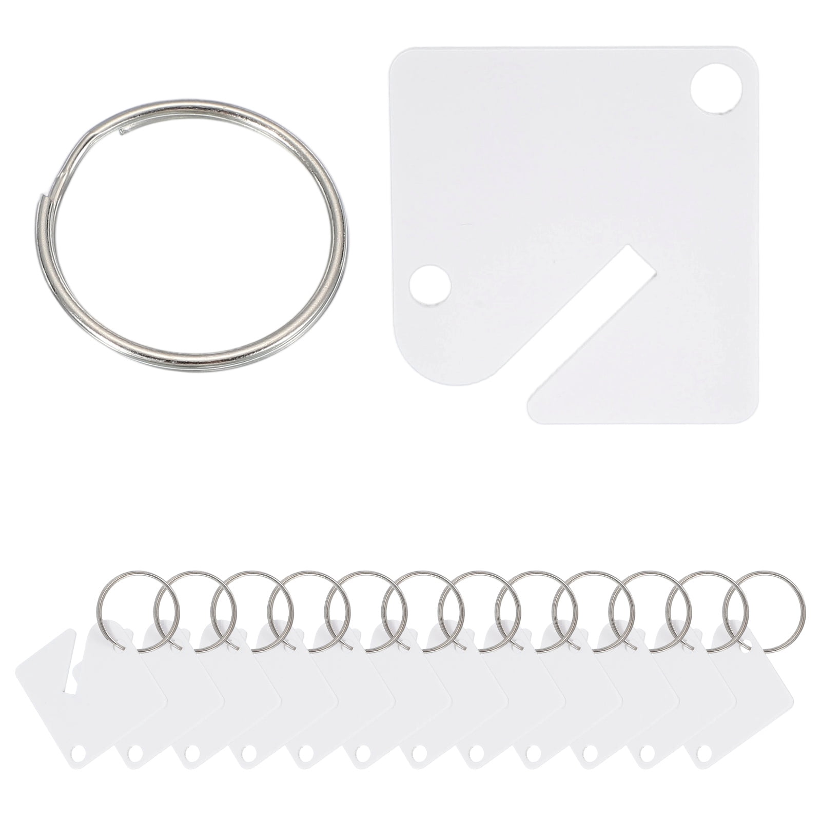 Uxcell 200Pcs Key Tags, White Plastic Hanging Slotted Key Tags with Metal Ring