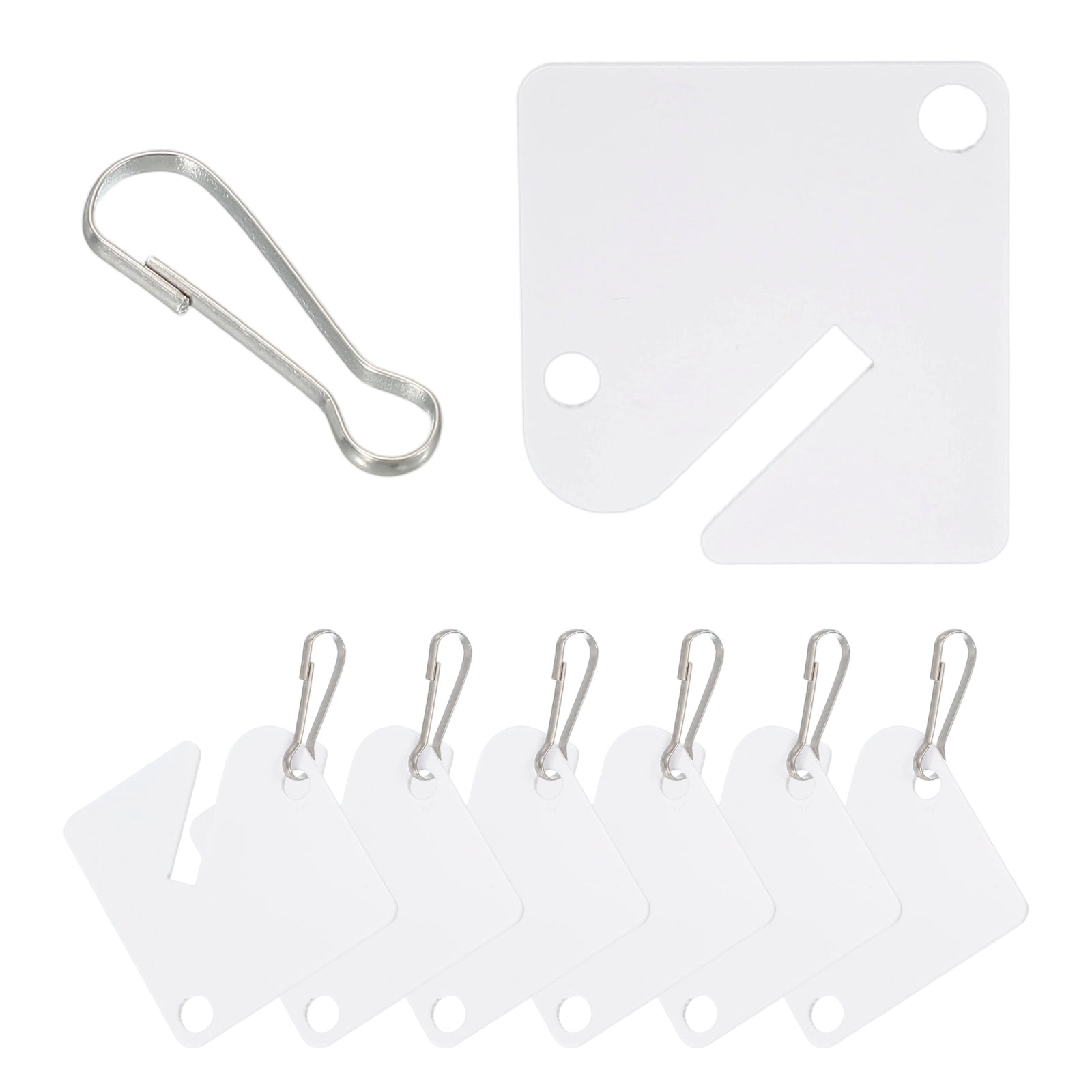 100Pcs Key Tags, White Plastic Hanging Slotted Key Tags with Metal Snap Hooks for Home Office Garage