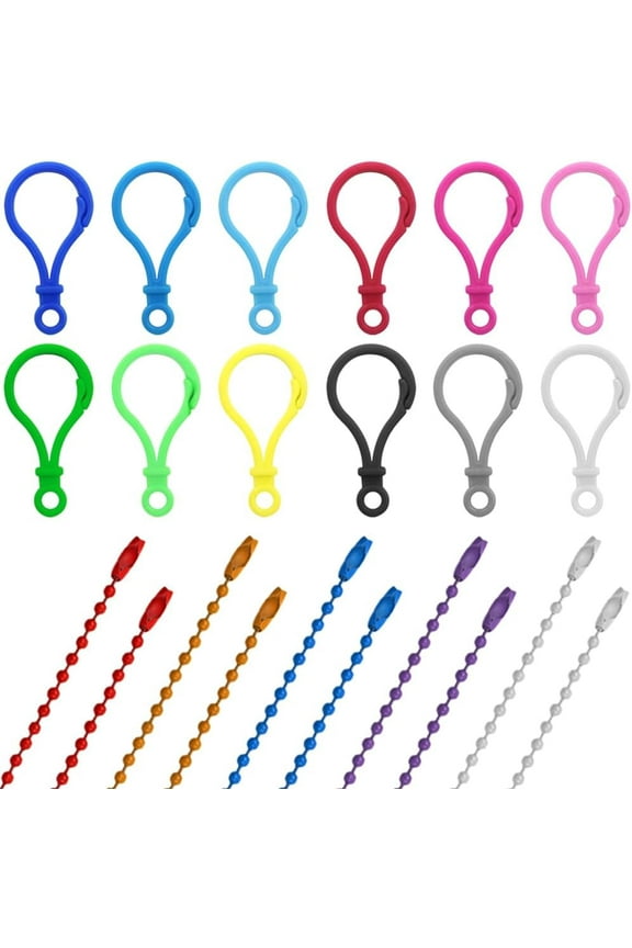 100Pcs Keychain Clips and 50Pcs Ball Beads Chain, lyfLux Plastic Lobster Claw Clasps Backpack Clips Keychain Hooks with Metal Hanging Chains Necklace Connector for Hanging Ornament Jewelry Tag