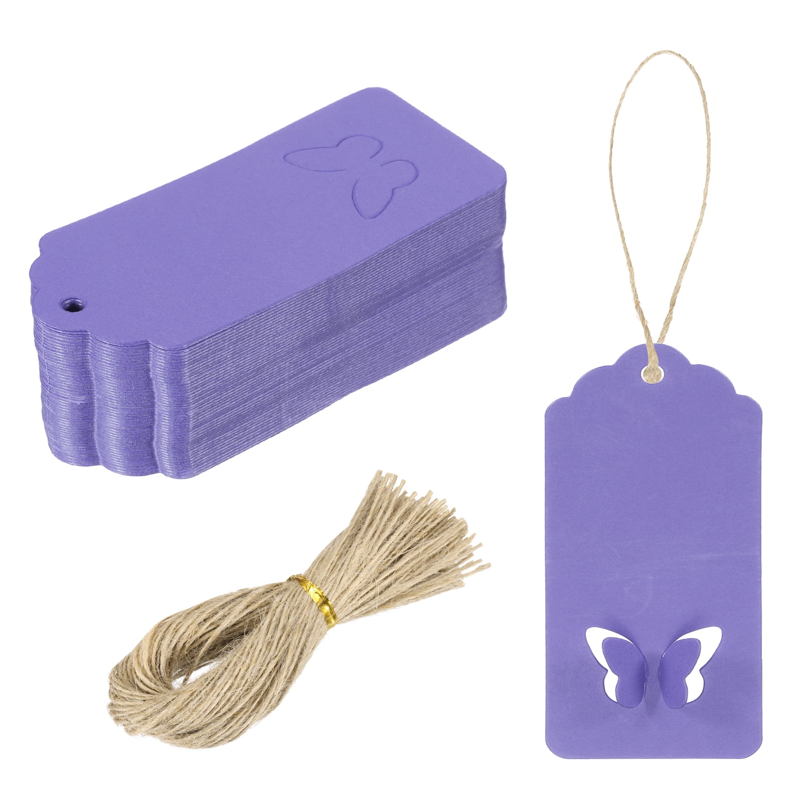 100Pcs Kraft Paper Gift Tags with String, 3.5 x 1.6 Inch Wave Shape ...