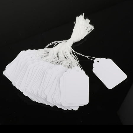100Pcs Labeling Tags Blank Gift Tags with String Attached Marking Strung Tags Writable Paper Tags for Birthday Rings Clothing Wedding Retail 48x30mm white