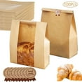 thumbnail image 1 of 100Pcs Large Bread Bags for Homemade Bread, Sourdough Bread Bags with Clear Window, Kraft Bread Storage for Sourdough Sandwich Bread Bag Packing Storage with Sealing Stickers(13.7''x8.2''x3.5''), 1 of 9