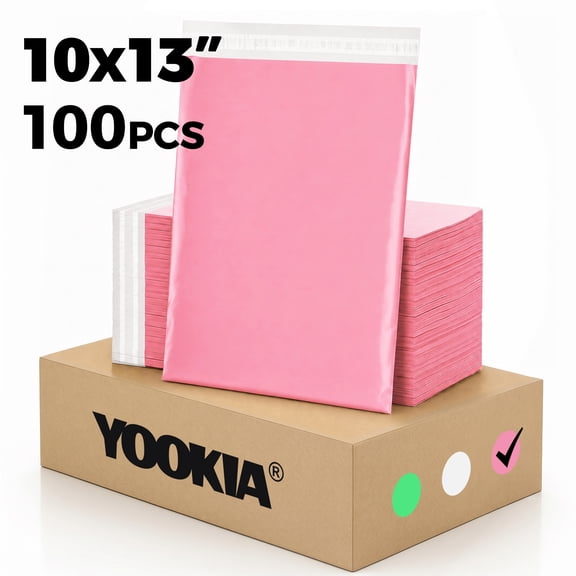 100Pcs Large Poly Mailers, 10 x 13 inch Pink Waterproof and Tear-Proof Self Adhesive Large Shipping Bags, Strong Thick Mailing Bags for Clothing, Small Business