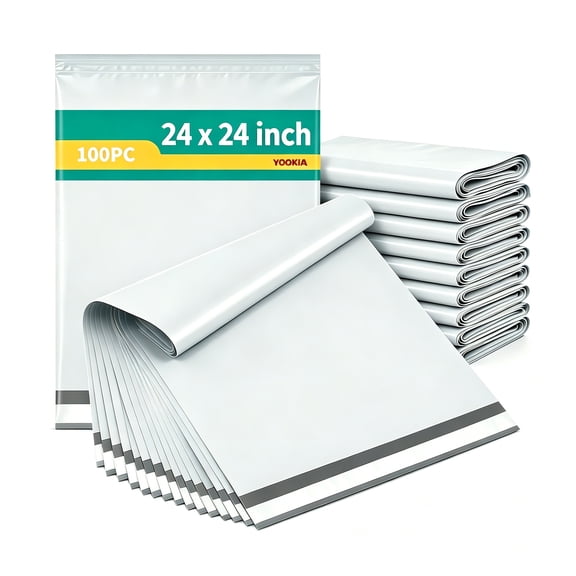 100Pcs Large Poly Mailers, 24 x 24 inch Waterproof and Tear-Proof Self Adhesive Large Shipping Bags, Strong Thick Mailing Bags for Clothing, Small Business