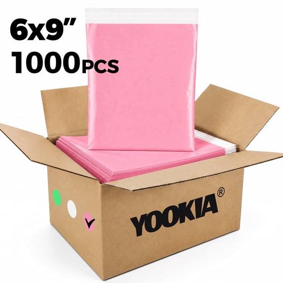 1000Pcs Large Poly Mailers, 6x9 inch Pink Waterproof and Tear-Proof Self Adhesive Large Shipping Bags, Strong Thick Mailing Bags for Clothing, Small Business
