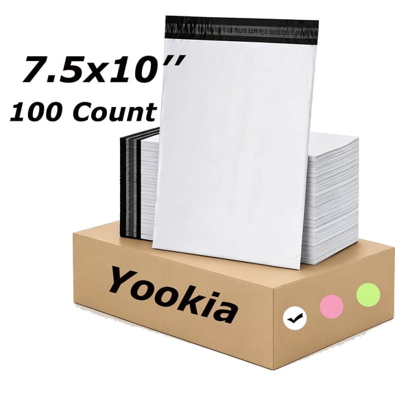 100Pcs Large Poly Mailers, 7.5x10 inch Waterproof and Tear-Proof Self Adhesive Large Shipping Bags, Strong Thick Mailing Bags for Clothing, Small Business