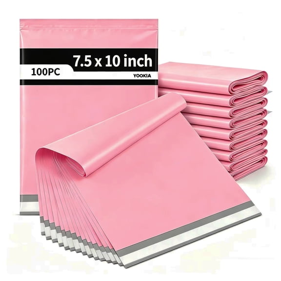 100Pcs Large Poly Mailers, 7.5x10 inch Pink Waterproof and Tear-Proof Self Adhesive Large Shipping Bags, Strong Thick Mailing Bags for Clothing, Small Business