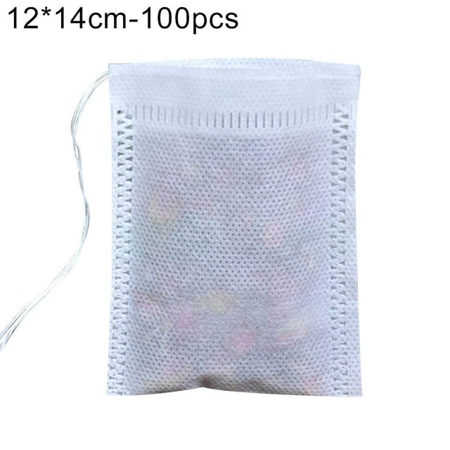 100Pcs Large Tea Bag - Disposable Empty Tea Filter Bags No Mess Mesh Bags with Drawstring Non-Woven Fabric Tea Herb Filter Bag Pouch for Concentrate/Iced Coffee, Herb