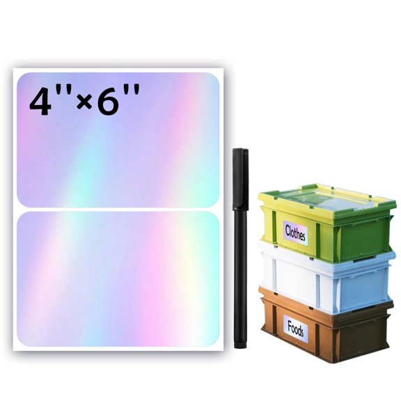 100Pcs Large White Labels for Storage Bins,6x4 Inch Removable Labels,Large Labels for Blank Box,Strong Adhesive Tear Resistant No Residue Blank Labels (White)