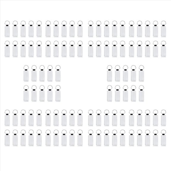 100Pcs Leather Keychain Blank Rectangle MDF Keychain Sublimation Heat Transfer Keychain Kit Jewelry Making,100 x Sublimation blank keychains,black & white