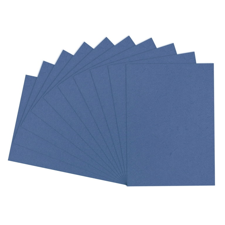100Pcs Leather Texture Paper Binding Covers, Binding Presentation Covers,  8.5x11 Inches, 8 Mil 65 Lb, Dark Blue