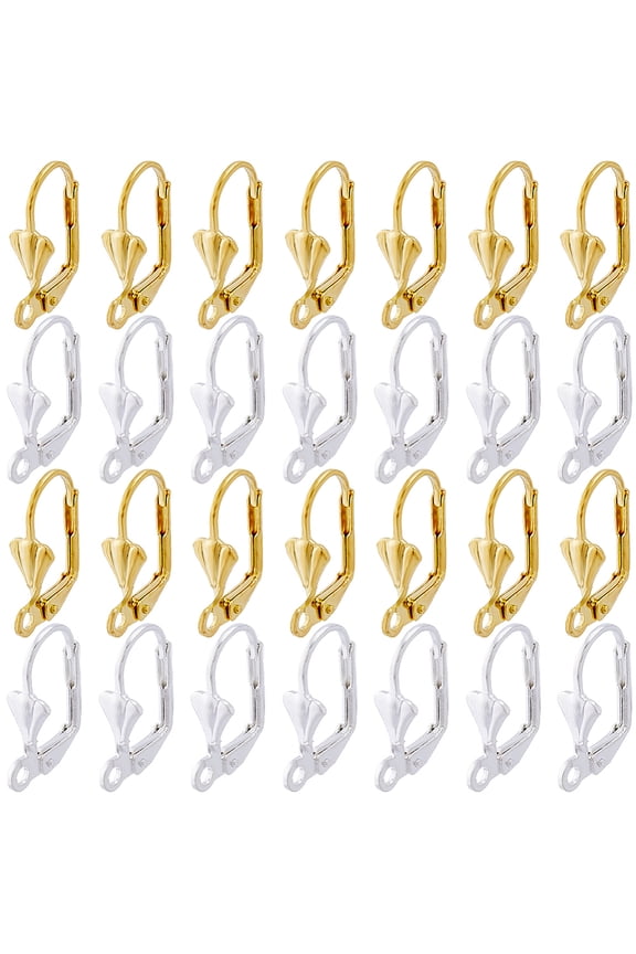 100Pcs Leverback Earring Hooks French Earring Hook Lever Back Ear Findings Shell Silver Gold Leverbacks Earwires