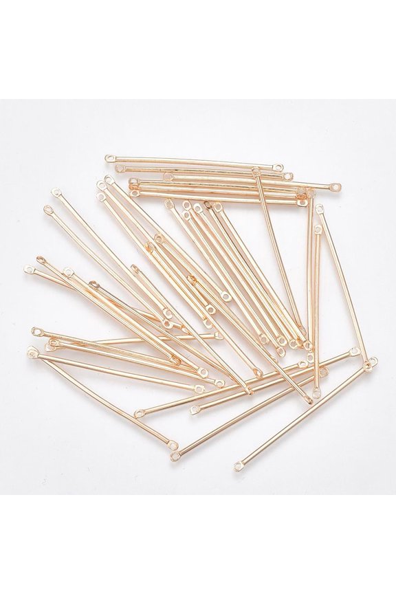 100Pcs Light Gold Iron Bar Links Connectors 2-Loop Charm Pendant Links Strip Link Rod Metal Pendant Decoration