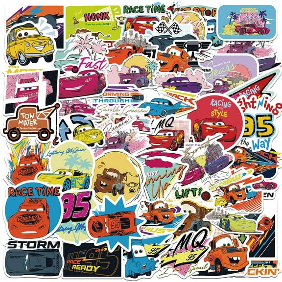 100Pcs Lightning McQueen Stickers for Girl, Cute Cartoon Gifts Decal for Teen Water Bottle, Laptop, Travel Case, Guitar, Phone, Skateboard, Bike, Scrapbook