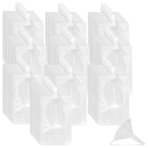 100Pcs Liquid Bags with Funnel 250ML/500ML Clear Beverage Bags Leak Proof Juice Flask Multipurpose Drink Pouches Portable Milk Bags for Parties Sports Picnic Travel