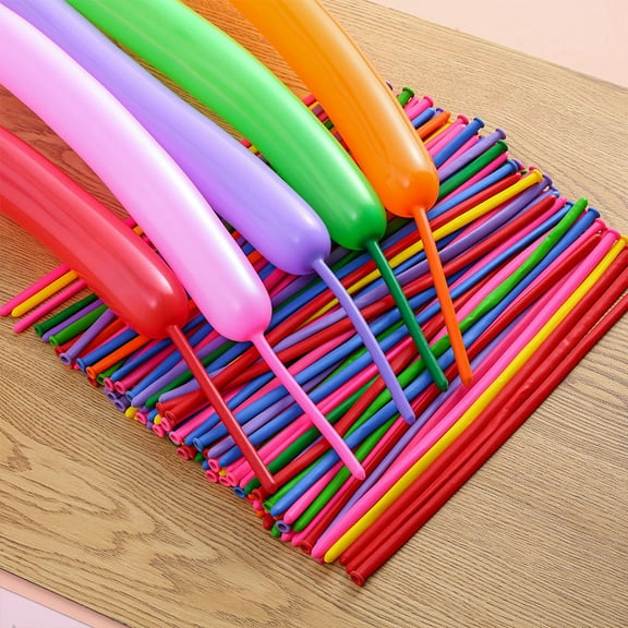 100Pcs Long Latex Balloons Inflatable Colorful Twisting Supplies Globos for Decor - Yellow