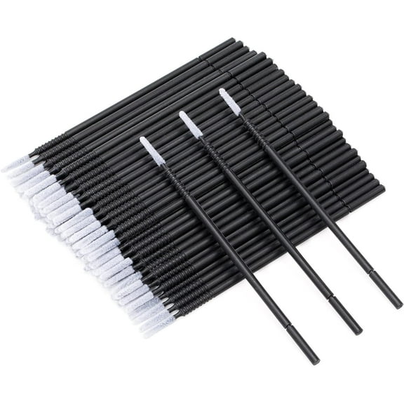 100Pcs Long Tips Micro Brush Applicator - Disposable Eyelash Applicator Bendable Black Micro Brushes - Micro Lash Lift Brush Applicators - Micro Fibre Lash Brushes for Nail Polish Crafts